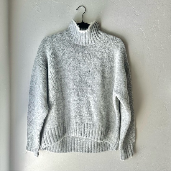 NWT Madewell Alpaca-Wool Grey Turtleneck Sweater size Small Chunky Knit - Picture 1 of 7